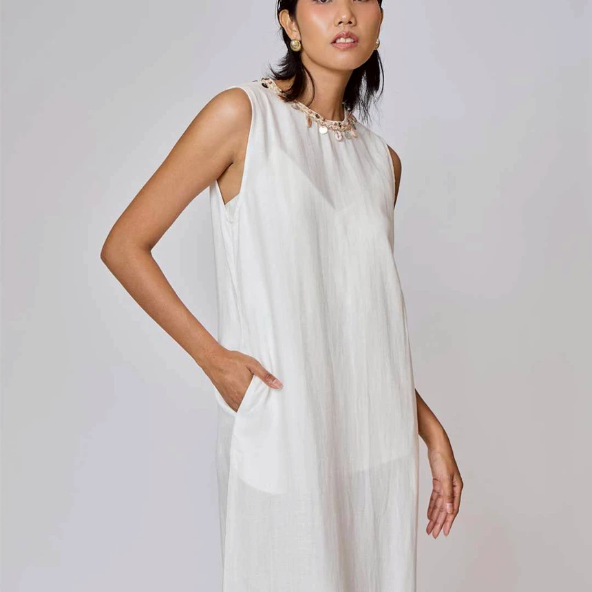 Ivory Halo Dress - เดรสยาวสีขาว ผ้าลินิน - Image 7