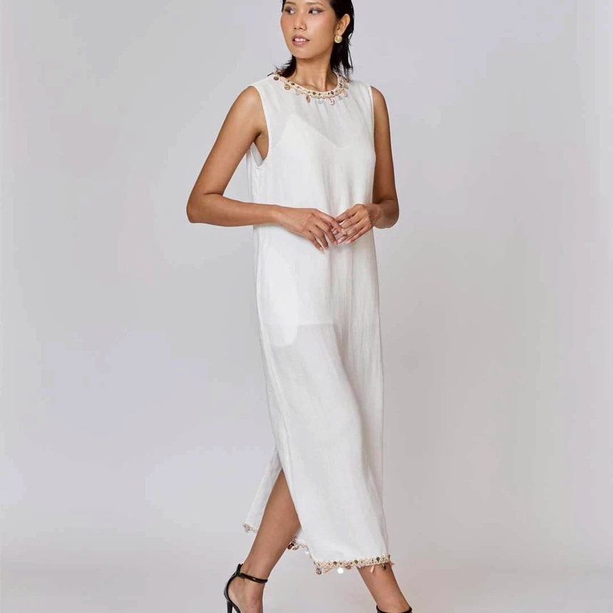 Ivory Halo Dress - เดรสยาวสีขาว ผ้าลินิน - Image 3