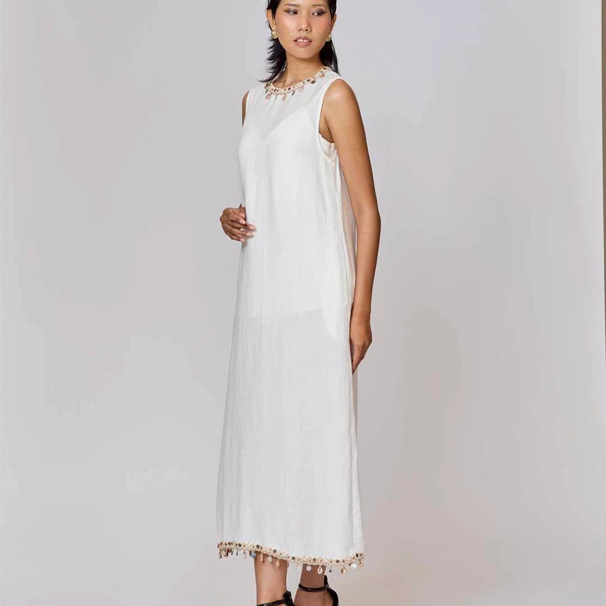 Ivory Halo Dress - เดรสยาวสีขาว ผ้าลินิน - Image 2